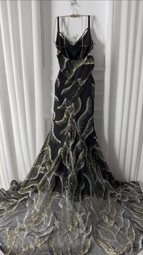 فستان سهره اسود تطريز كامل