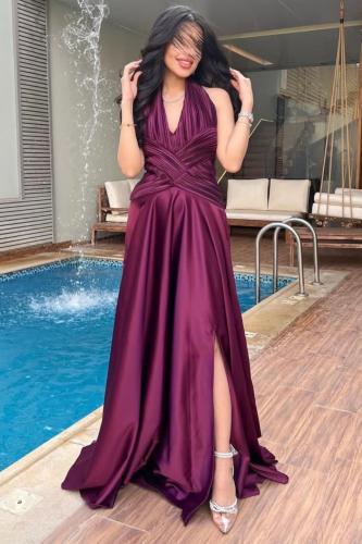 فستان سهرة تفتة بتكسير بليسية