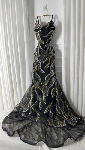 فستان سهره اسود تطريز كامل