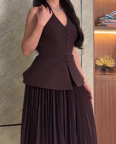 فستان بليزر بليسية بني