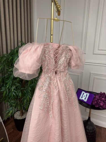 فستان سهرة تل شبك مطرز