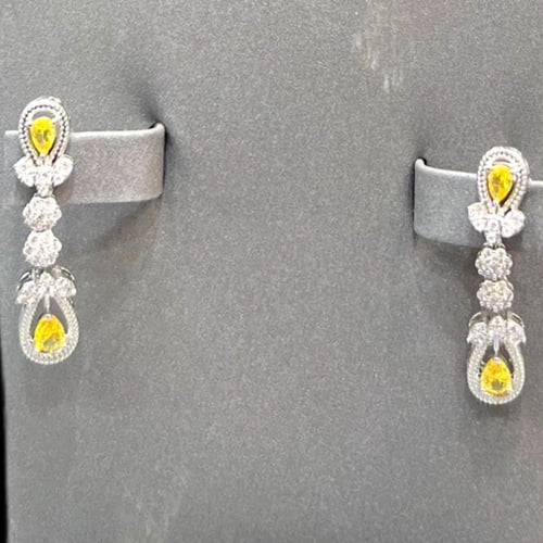 طقم زيركون فخم بحجر اصفر