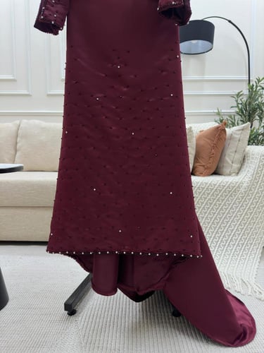 فستان سهرة تفته عودي+ خرز شك يدوي