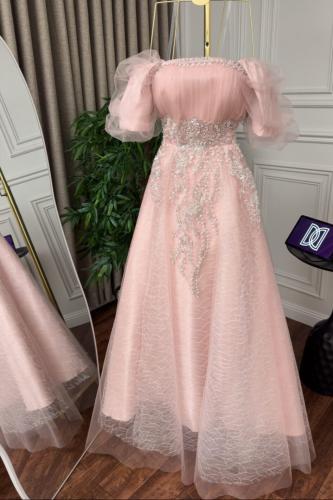 فستان سهرة تل شبك مطرز