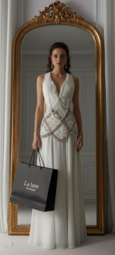 فستان سهرة ابيض مرصع باللولو