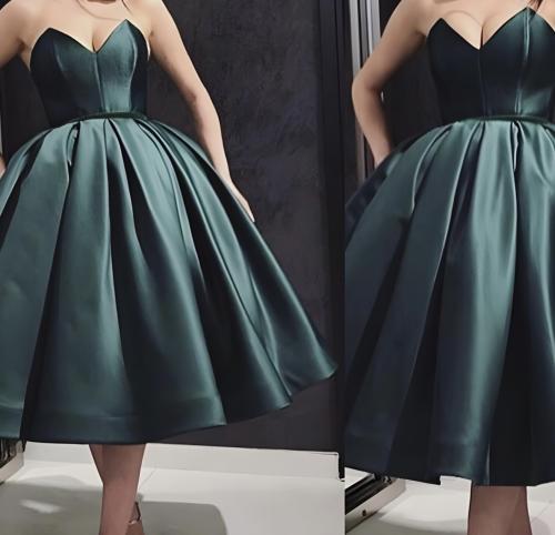 فستان توب باللون الزيتي الغامق بقماش تفته حرير بكس...