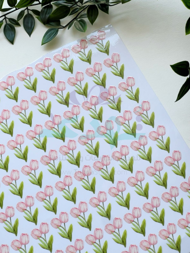 استكر DTF اسطح توليب وردي