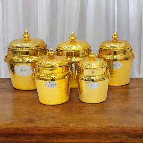 طقم علب سكر ذهبي استيل فخم