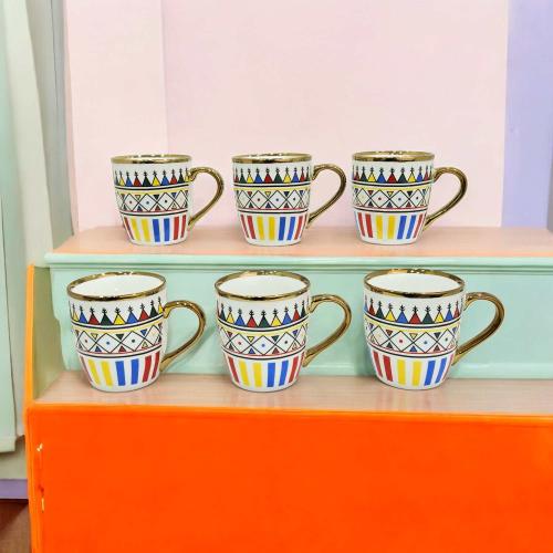 كوب بيد بدون صحن نقشة عسيري كبير