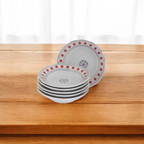 صحن بيالات منقط أحمر (6حبة)