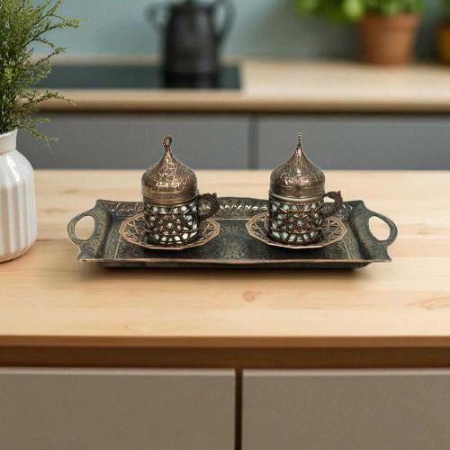 فنجان قهوة تركي نحاسي عثماني 2 فنجان