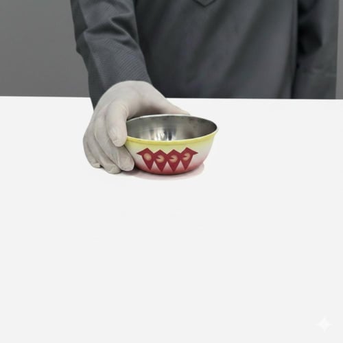 زبدية استيل نقشة غضار احمر