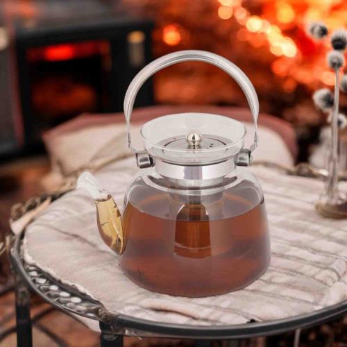 ابريق قزاز شفاف يد استيل فضي