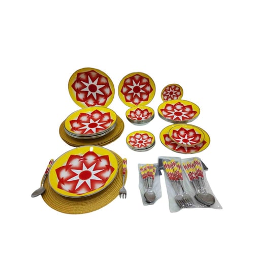 طقم عشاء 6 اشخاص أحمر.