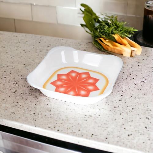 صحن ميلامين مربع احمر