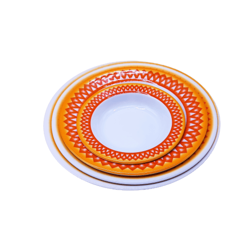 صحن ميلامين غضار عميق أحمر