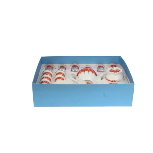 طقم شاهي قهوة نقشة تراثي أحمر