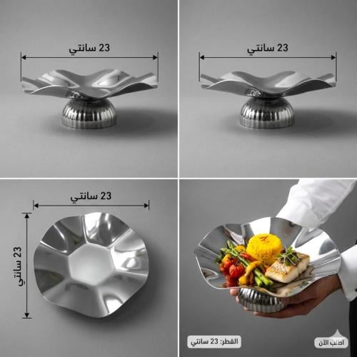 Steel serving tray with base