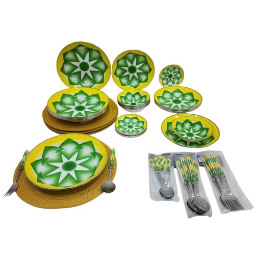 طقم عشاء 6 اشخاص أخضر