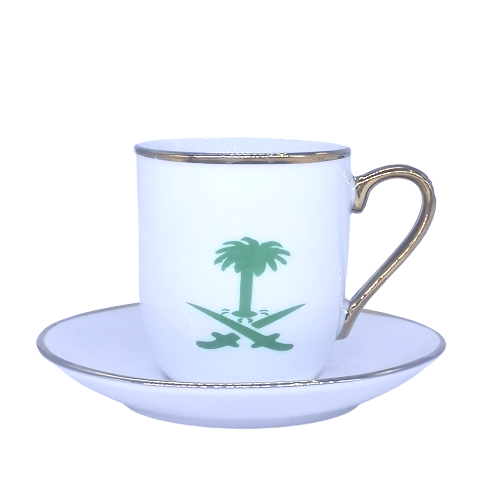 كوب بيد مع الصحن سيفين ونخلة أخضر