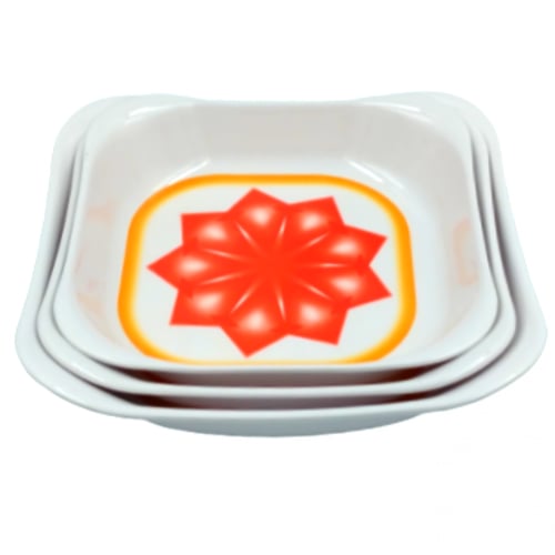 صحن ميلامين مربع احمر