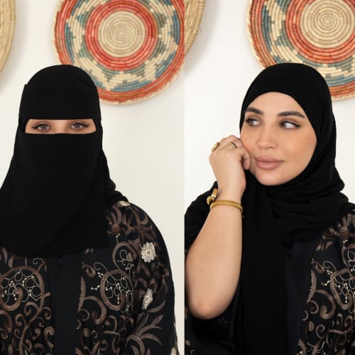 عرض طرحة بربطة فاخر + نقاب فاخر مجاني