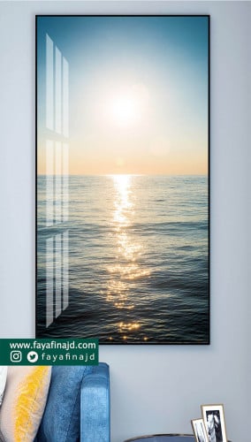 لوحه جدارية منظر طبيعي وقت الغروب في البحر