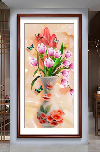 Red flower wall panel