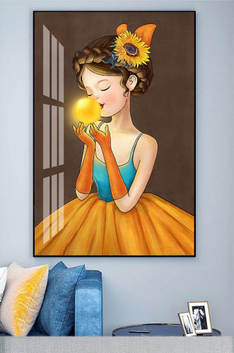 لوحة جدارية فنية طفله جميله مع شمس