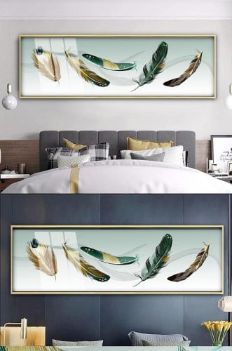 لوحه جدارية كبيرة ريش ملون ناعم جميله جدا