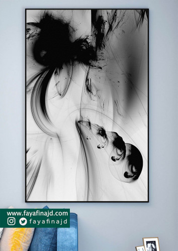 لوحه جدارية فنية زيتيه بالأبيض و الأسود