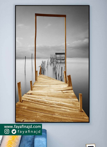 لوحه جدارية فنية بحر بالأبيض و الأسود