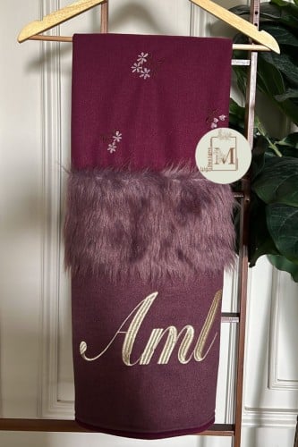 شال شتوي مطرز جوخ / موف