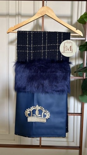 شال شتوي مطرز / كحلي