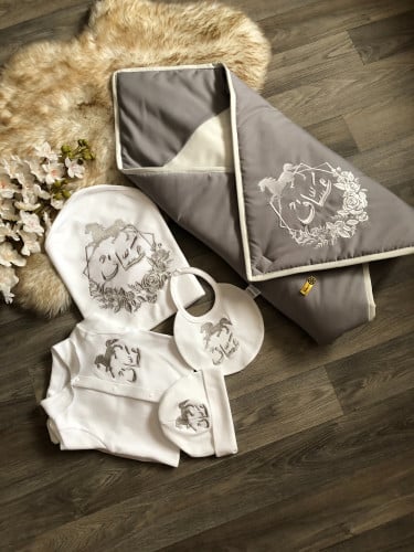 طقم بيبي مكون من 5 قطع / رمادي