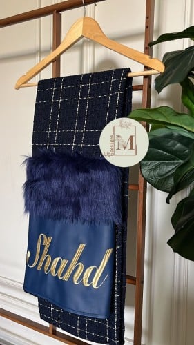 شال شتوي مطرز / كحلي