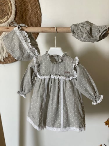 طقم مواليد أسباني 3 قطع رمادي