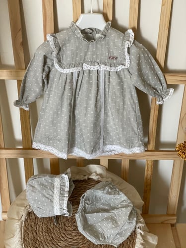 طقم مواليد أسباني 3 قطع رمادي