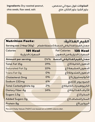 زبدة الفول السوداني (بذور الشيا والكتان)