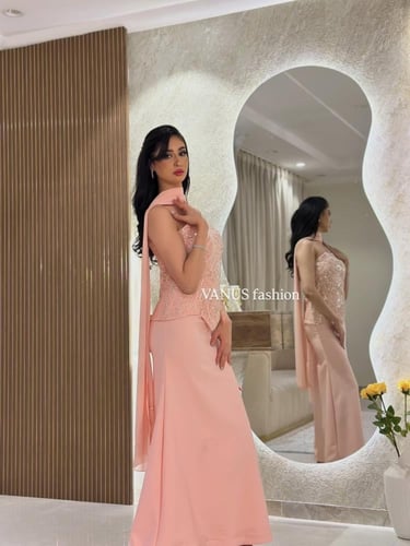 6776 - فستان سهرة راقٍ بترتر لامع (3 الوان)