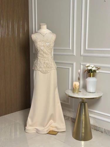 6776 - فستان سهرة راقٍ بترتر لامع (3 الوان)