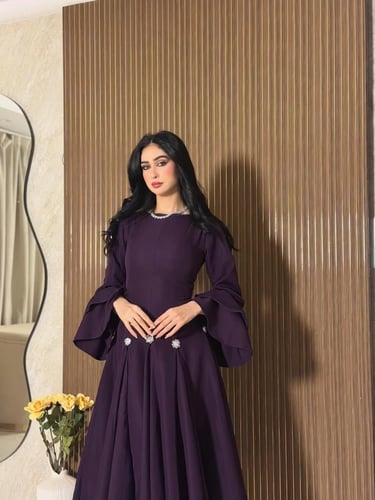 6934 - فستان ميدي أنيق بلون موفي