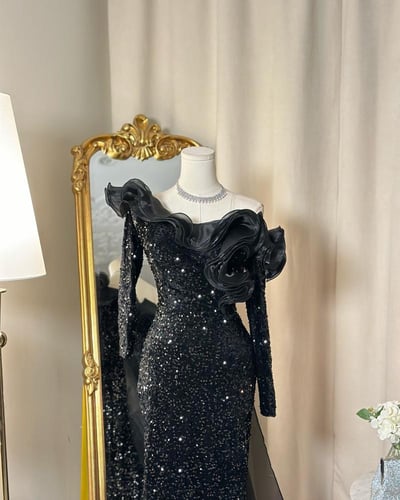 فستان سهرة طويل 5061 ( لونين )
