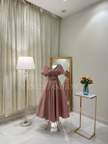 فستان سهرة ميدي ( 3 ألوان) 3787