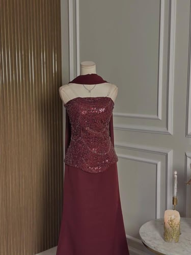 6776 - فستان سهرة راقٍ بترتر لامع (3 الوان)