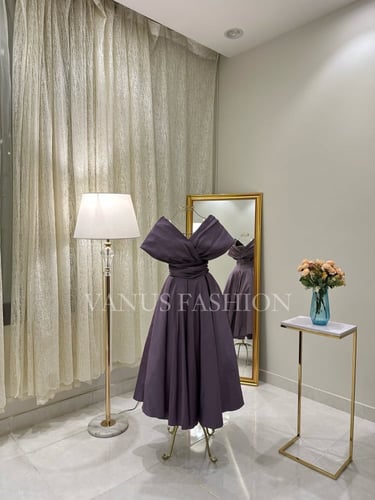 فستان سهرة ميدي ( 3 ألوان) 3787