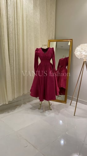 فستان سهرة ميدي ( 3 ألوان) 3804