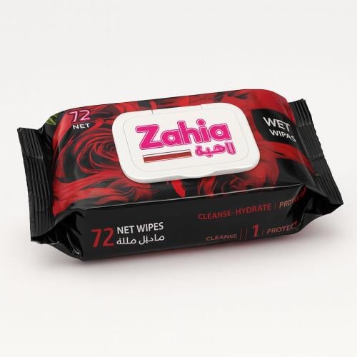 زاهيه مناديل مبلله برائحة الورد-72 قطعه