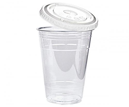 اكواب عصير 10 اونص مع غطاء مسطح شد (50حبة)