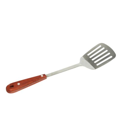 ملعقة مسطحه ستيل بمقبض خشبي مقاس 35 سم-حبه